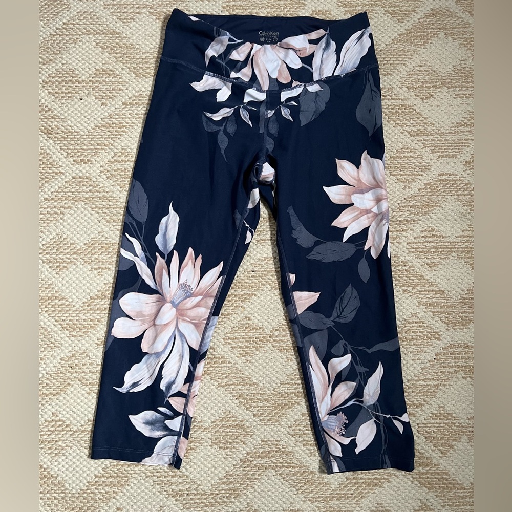 CK| Calvin Klein performance Women's Floral Print High-Waist cropped Leggings